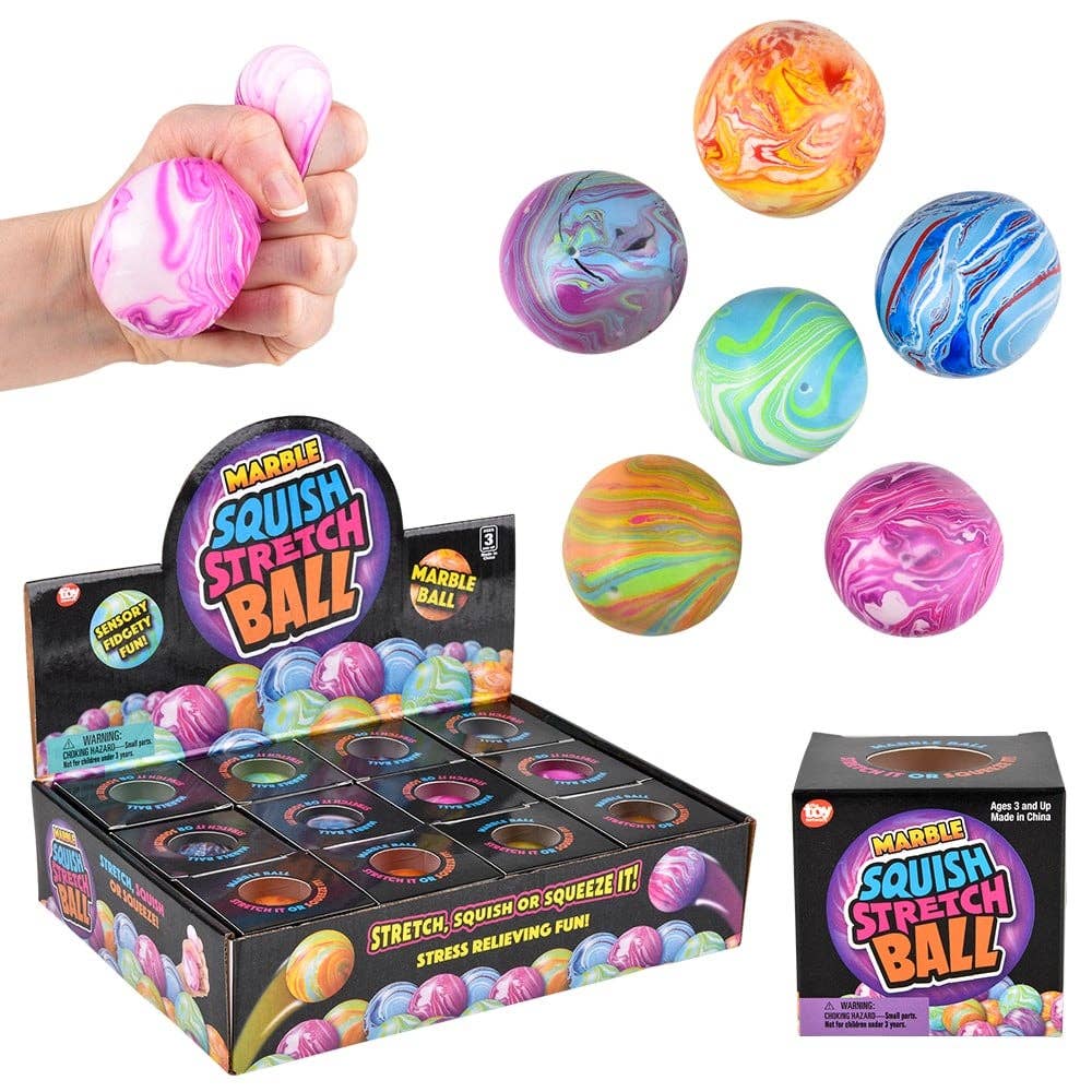 2.33" SQUISH AND STRETCH MARBLEIZED GUMMI BALL LLB kids toys from Anderson Parker