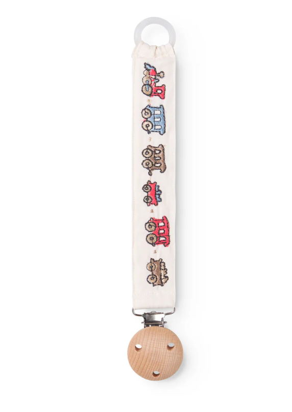 Alo Embroidery - Pacifier Cord - Trains Embroidery from Anderson Parker