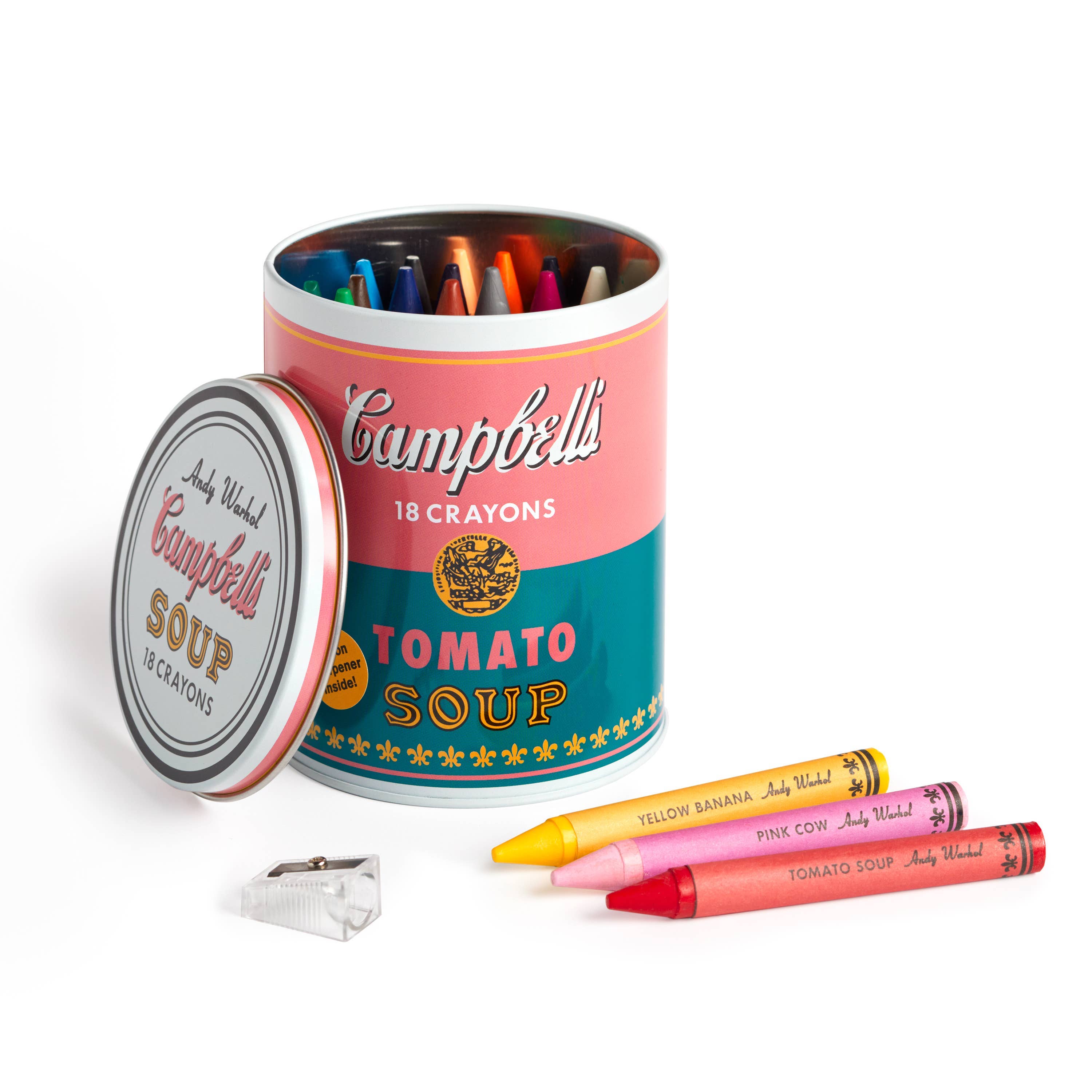 Andy Warhol Soup Can Crayons + Sharpener from Anderson Parker