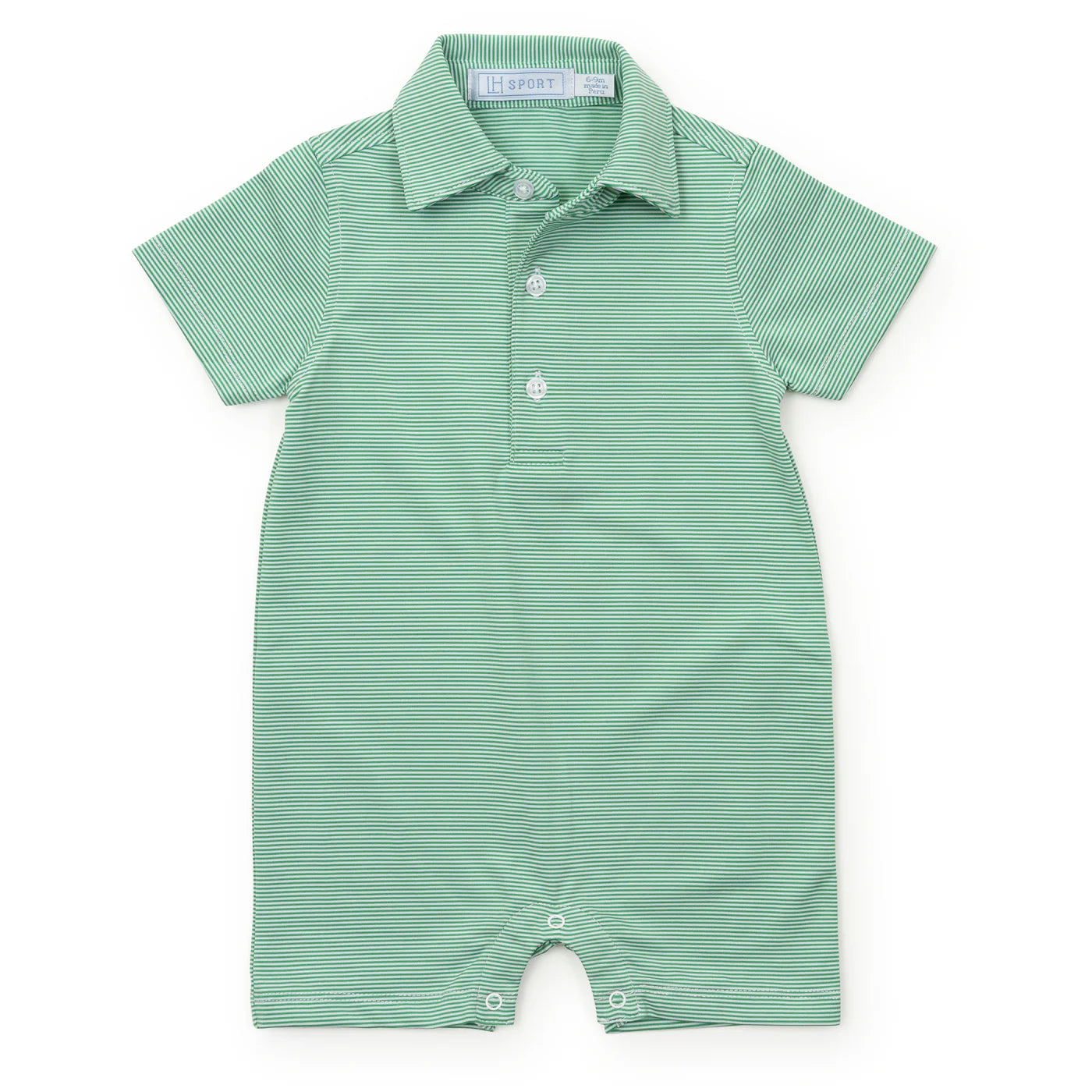 Austin Boys' Polo Shortall - Green Stripe from Anderson Parker