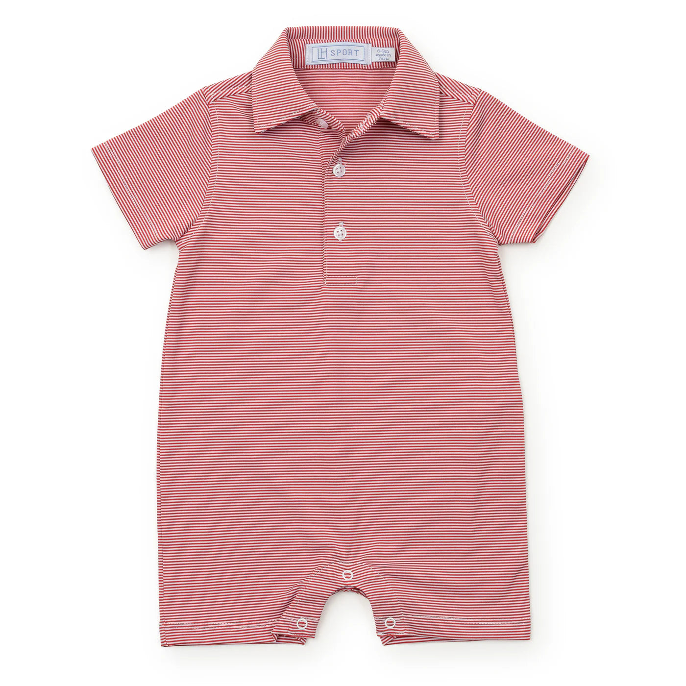 Austin Boys' Polo Shortall - Red Stripes from Anderson Parker