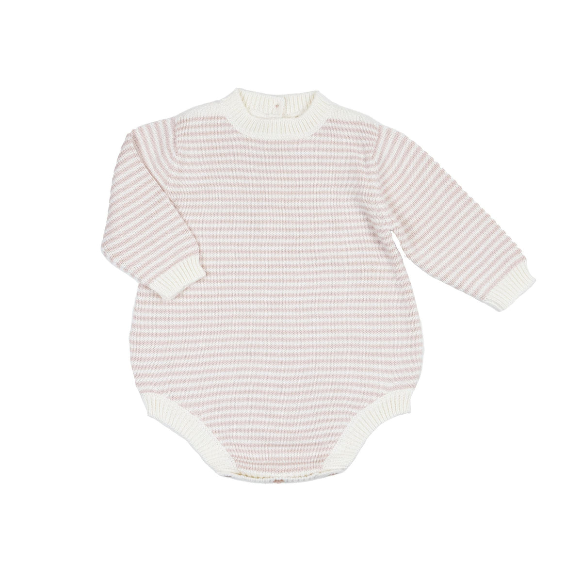 Baby Knit Romper — Rose Stripe with Ivory Trim from Anderson Parker