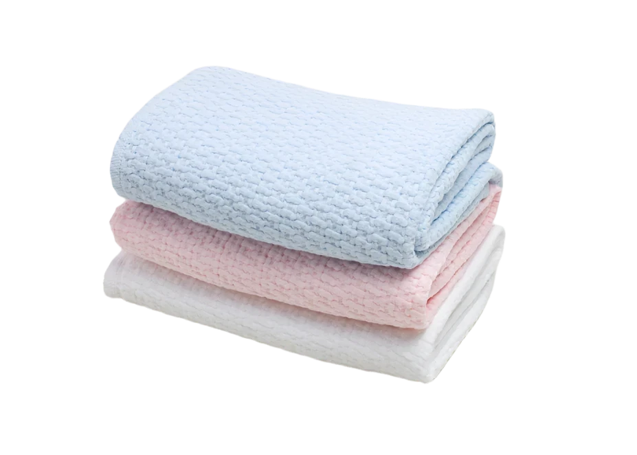 Baby Stonewashed Basket Weave with Binding Crib Blanket - White from Anderson Parker