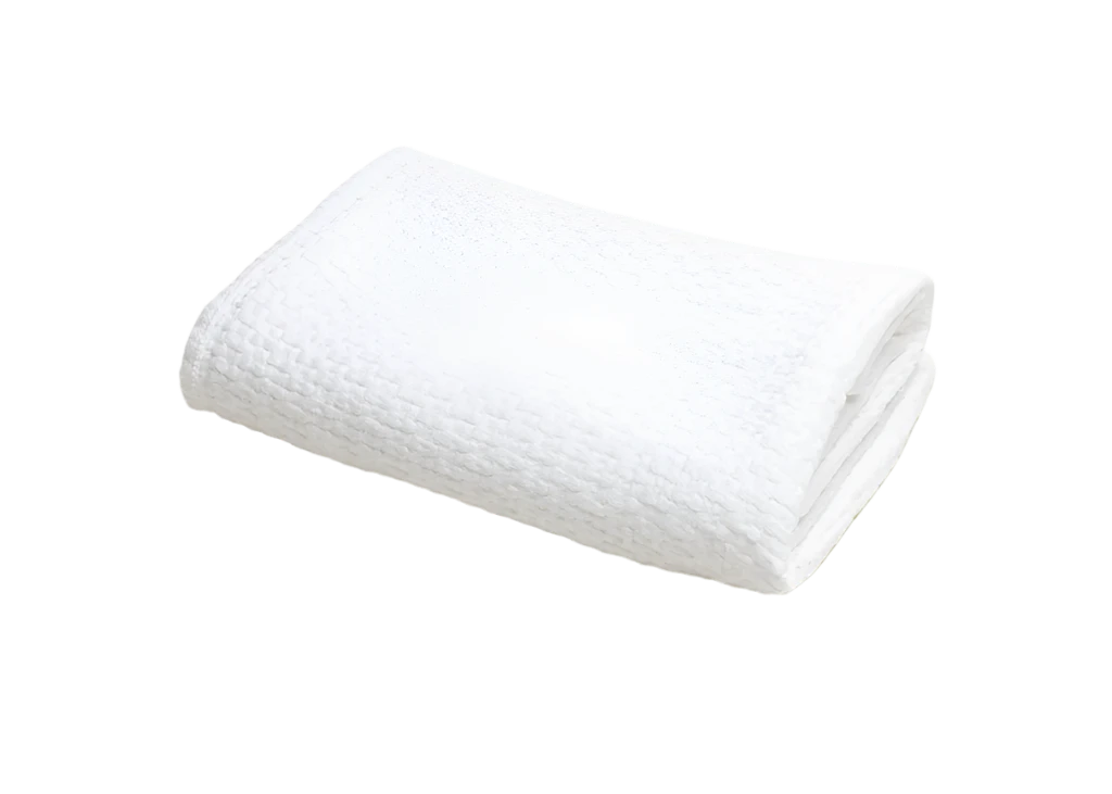 Baby Stonewashed Basket Weave with Binding Crib Blanket - White from Anderson Parker