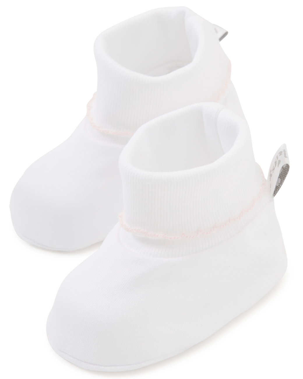 Basic Baby Booties - White w/ Pink Trim from Anderson Parker