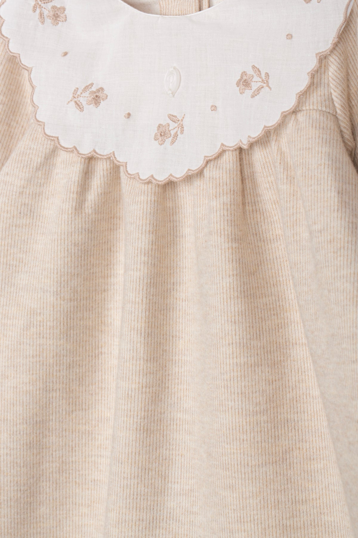 Beige Dress with Embroidered Collar from Anderson Parker
