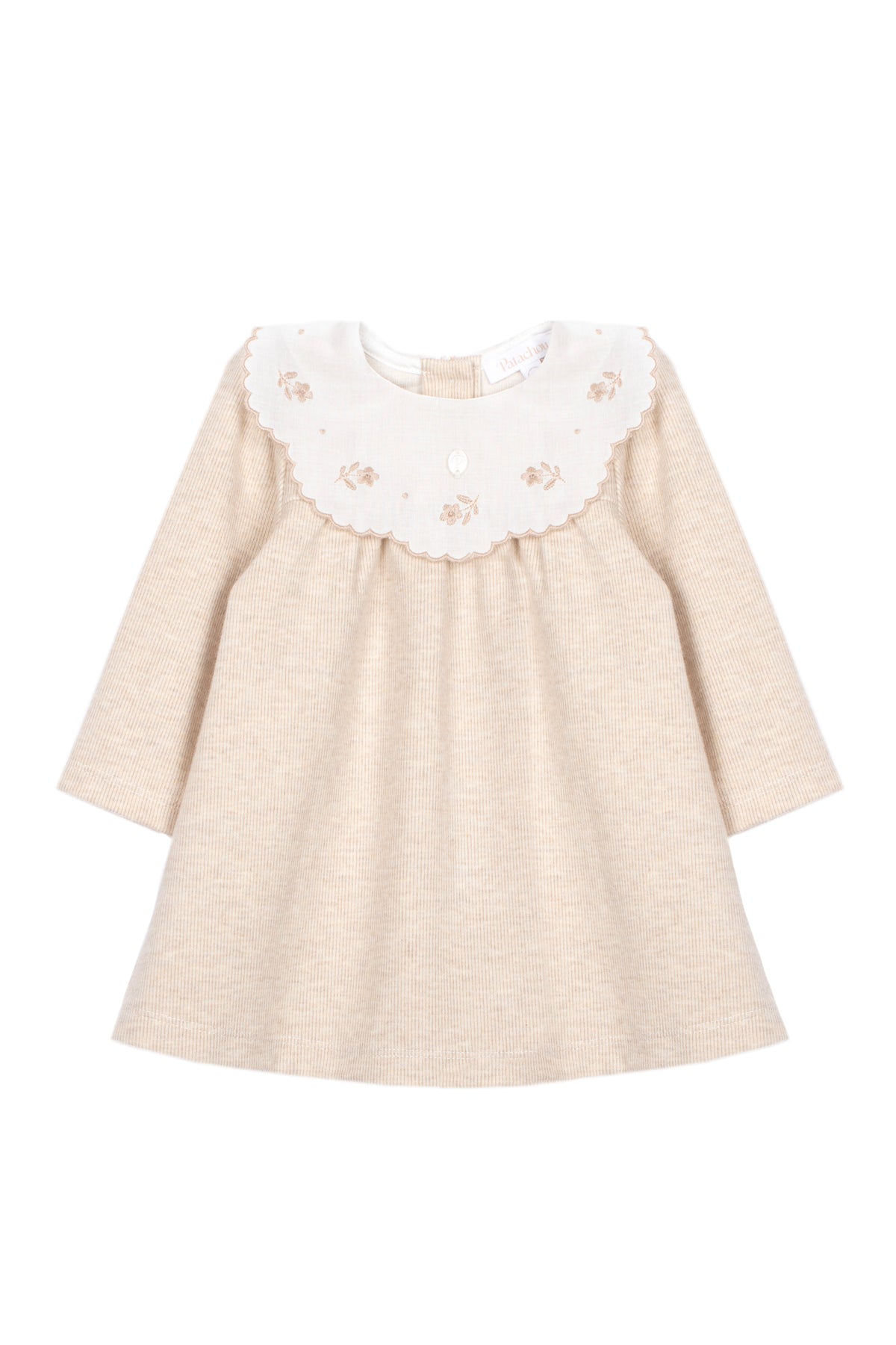 Beige Dress with Embroidered Collar from Anderson Parker