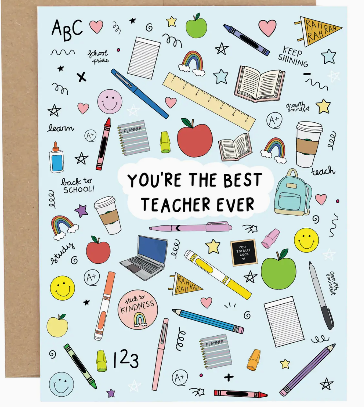 Best Teacher Ever Blue Thank You Greeting Card from Anderson Parker