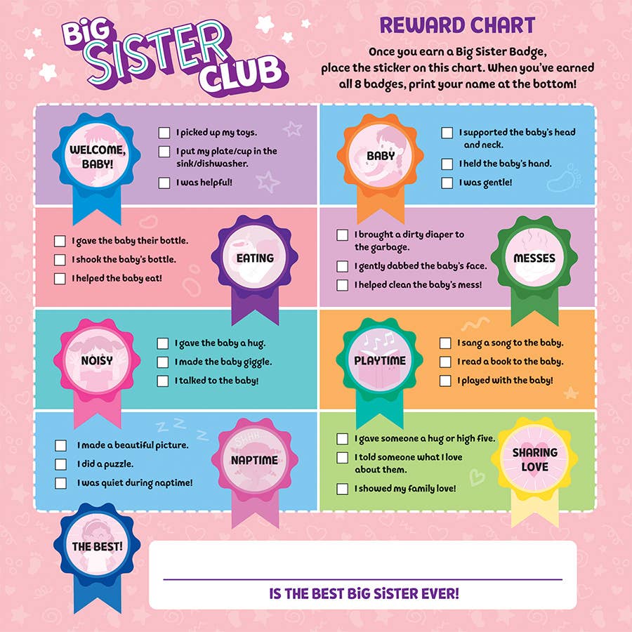 Big Sister Club Board Book with Reward Chart & Stickers from Anderson Parker