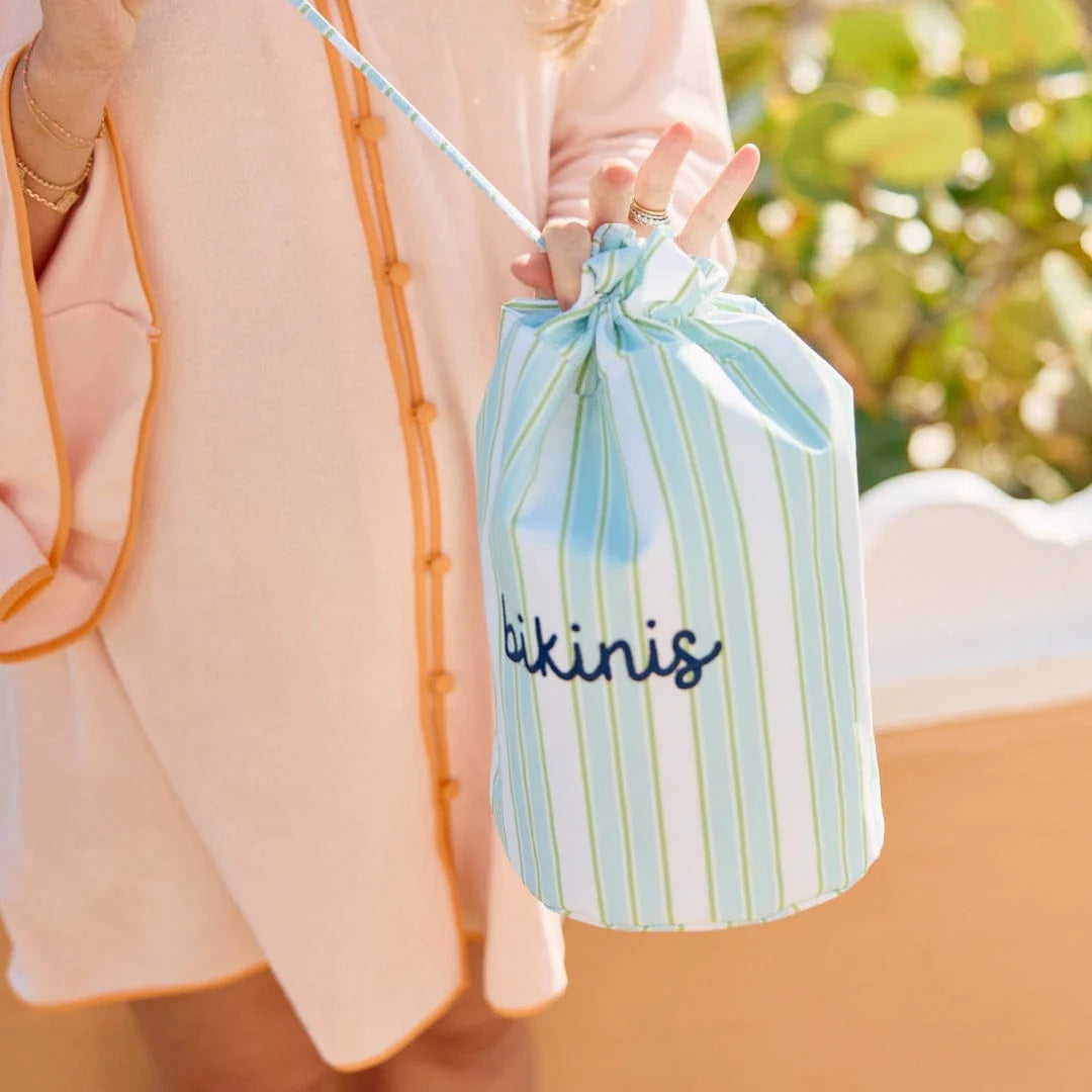 Bikini Bag - Green Blue Stripe from Anderson Parker