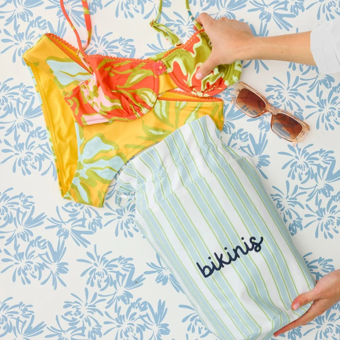 Bikini Bag - Green Blue Stripe from Anderson Parker