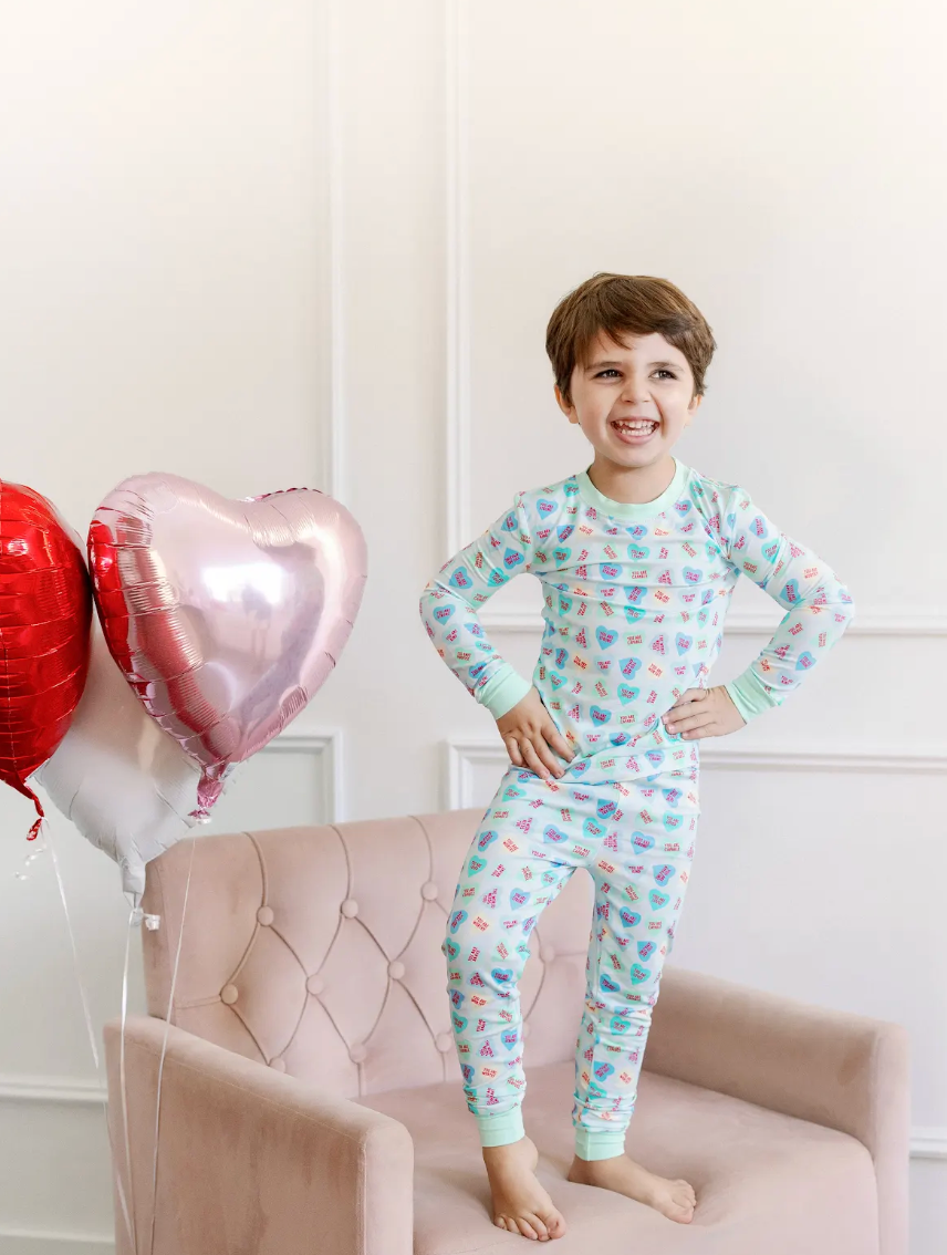 Blue Convo Hearts PJ Set from Anderson Parker