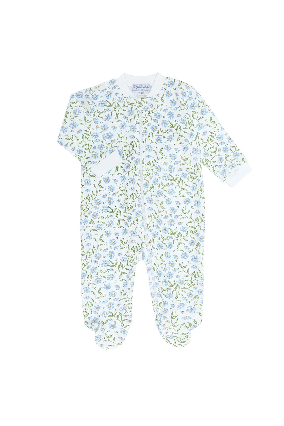 Blue Vines Print Zipper Footie from Anderson Parker