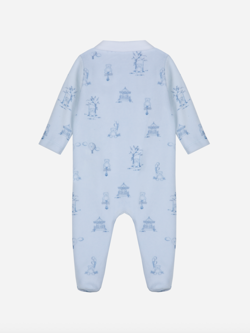 Blue toile du jouy babygrow from Anderson Parker