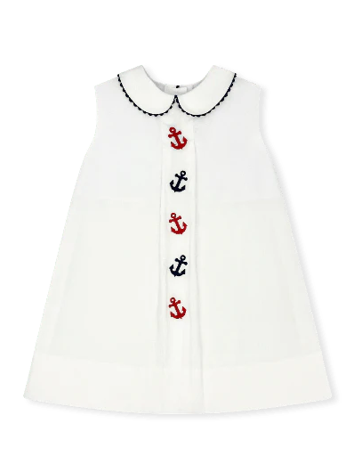 Bluebonnet Dress Simply White Seersucker - Anchors from Anderson Parker