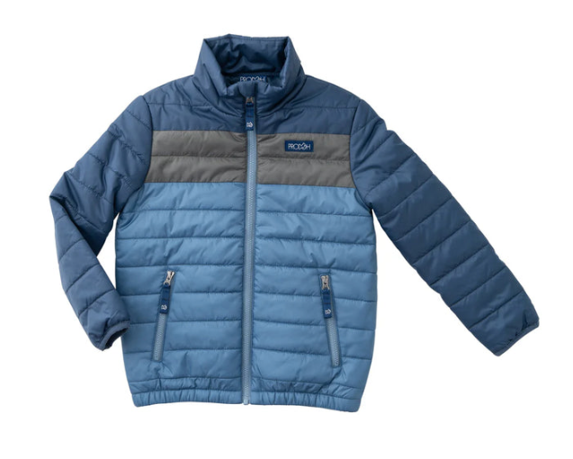 Boy Puffer Jacket - Dark Denim Colorblock from Anderson Parker
