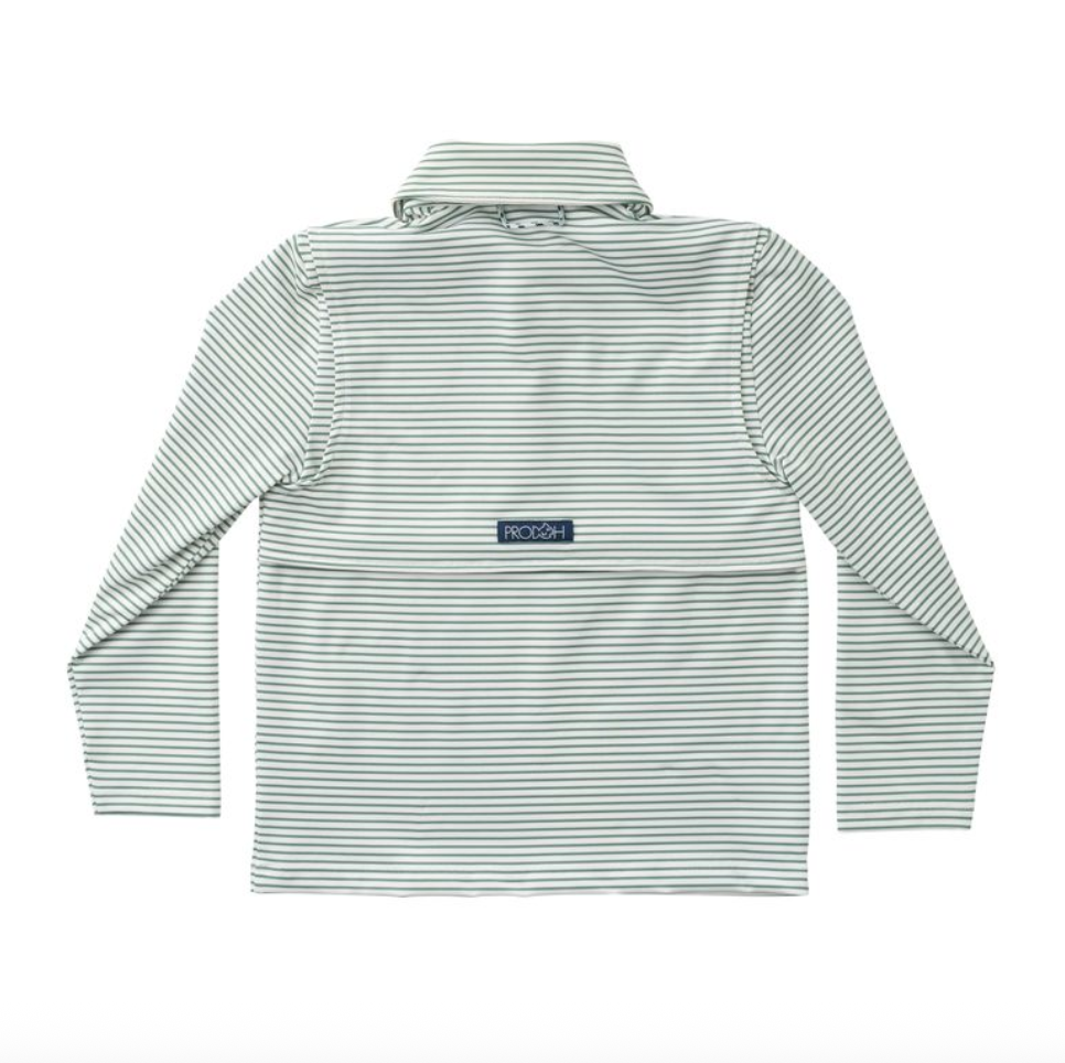 Boys Long Sleeve Pro Performance Polo - Frosty Spruce Stripe from Anderson Parker