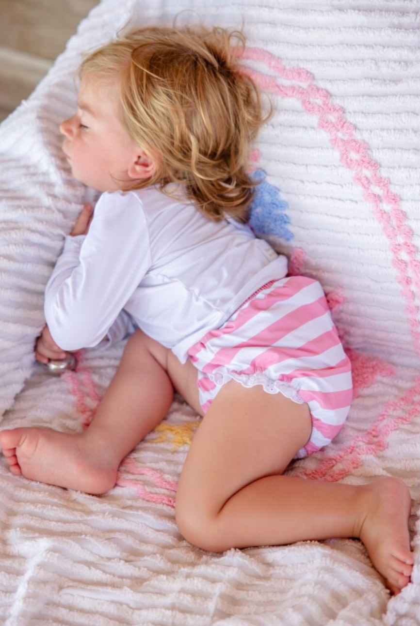 Byrde Bloomer - Swim - Caicos Cabana Stripe (Hamptons Hot Pink)/Worth Ave White from Anderson Parker