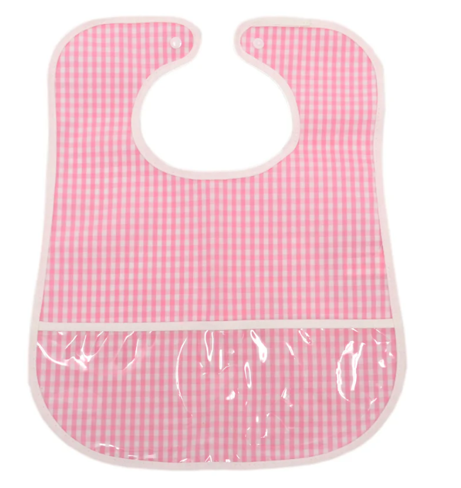 CLEAN UP BIB - GINGHAM PINK from Anderson Parker