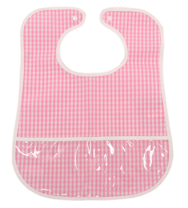 CLEAN UP BIB - GINGHAM PINK from Anderson Parker