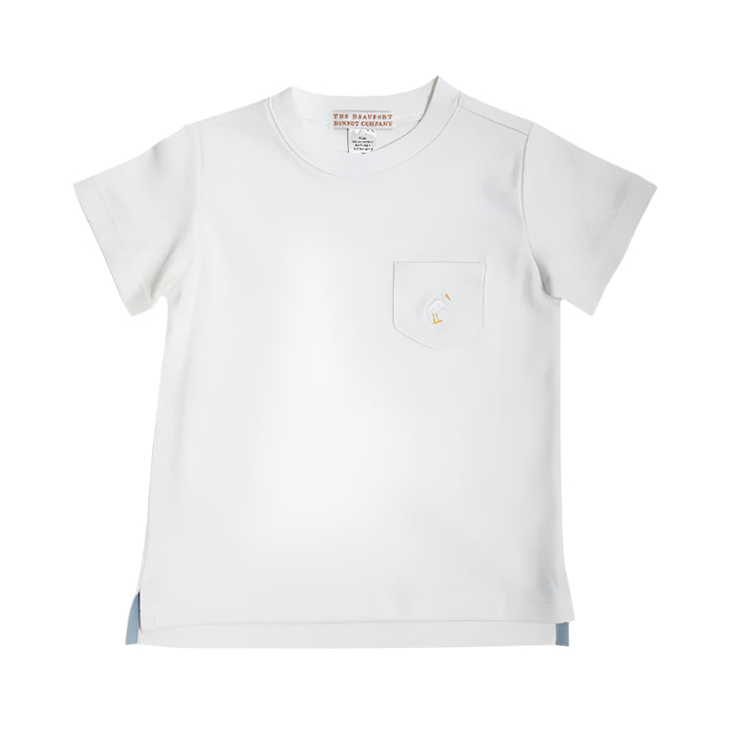 Carter Crewneck - Pocket - Worth Avenue White with Multicolor Stork from Anderson Parker