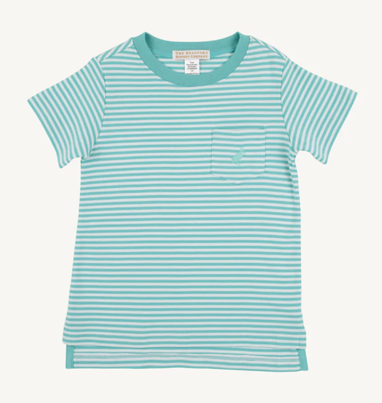 Carter Crewneck - Turks Teal Stripe with Turks Teal Stork from Anderson Parker