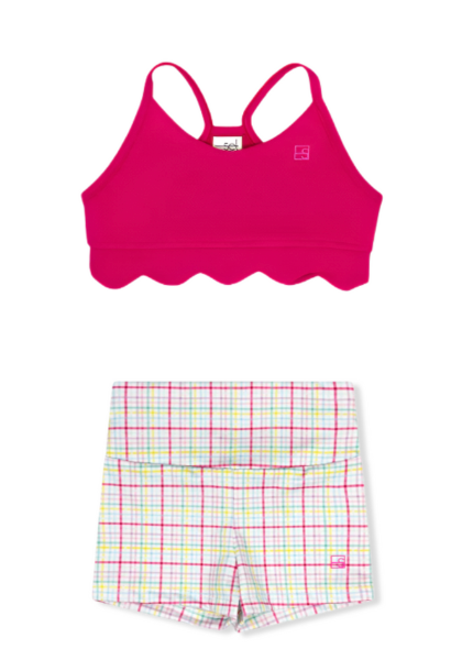 Cassidy Carthweel Short & Sports Bra Set- Palm Island Windowpane from Anderson Parker