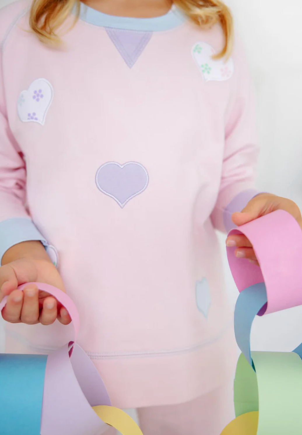 Cassidy Comfy Crewneck Girl - Palm Beach Pink/Buckhead Blue/Lauderdale Lavender/Hearts from Anderson Parker