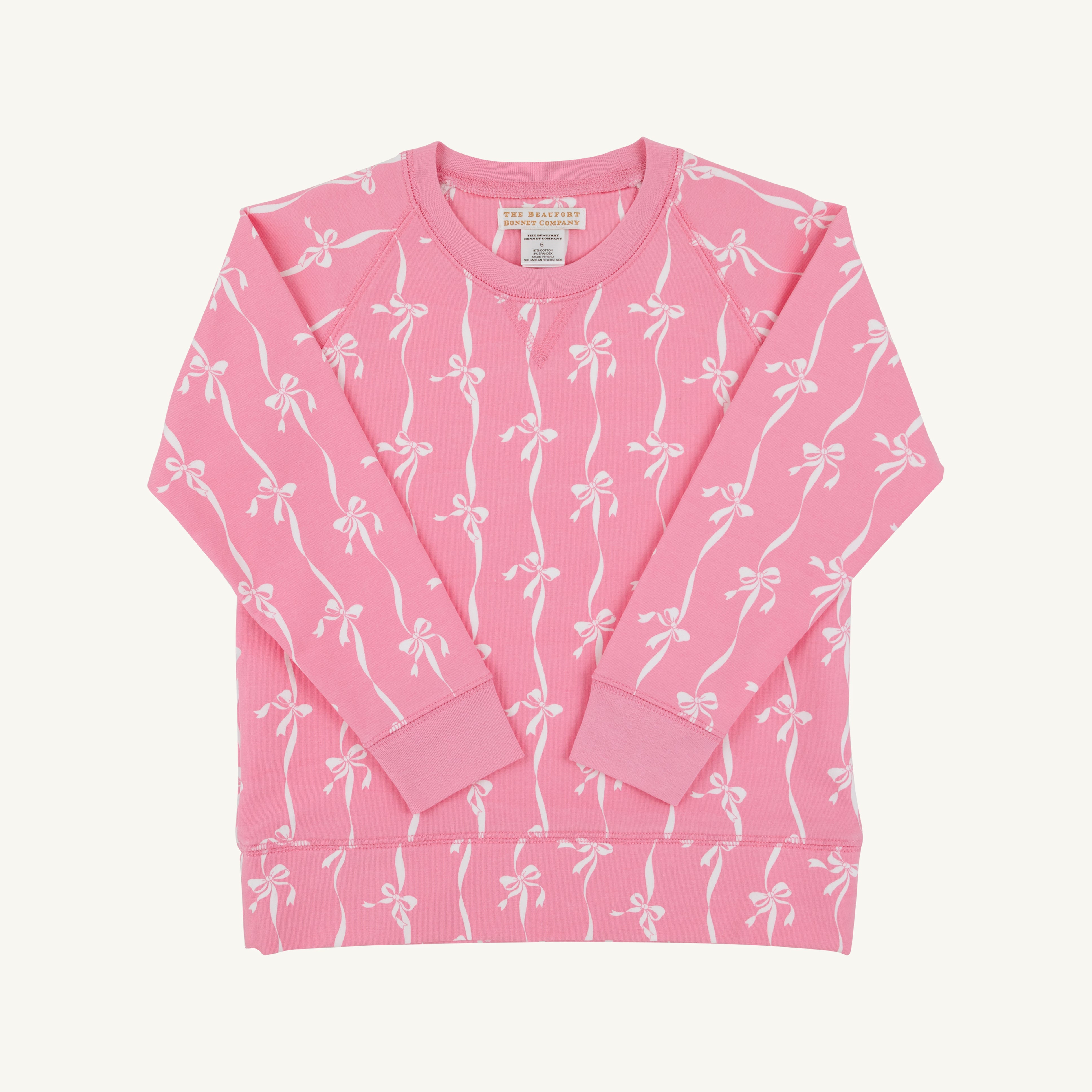Cassidy Comfy Crewneck - Girls - French Terry - Bell Court Bows (Hamptons Hot Pink) from Anderson Parker