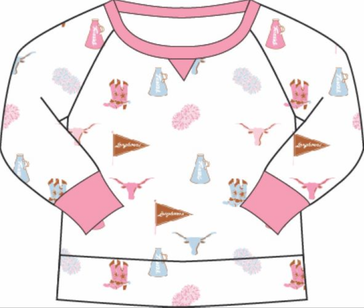 Cassidy Comfy Crewneck - Gone to Texas/Hamptons Hot Pink from Anderson Parker