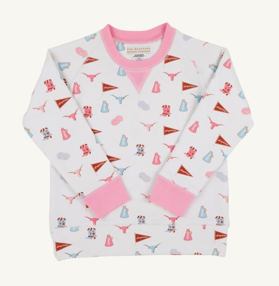 Cassidy Comfy Crewneck - Gone to Texas/Hamptons Hot Pink from Anderson Parker