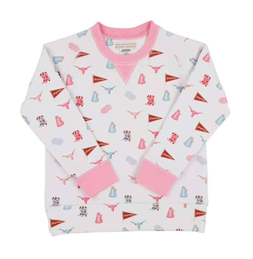 Cassidy Comfy Crewneck - Gone to Texas/Hamptons Hot Pink from Anderson Parker