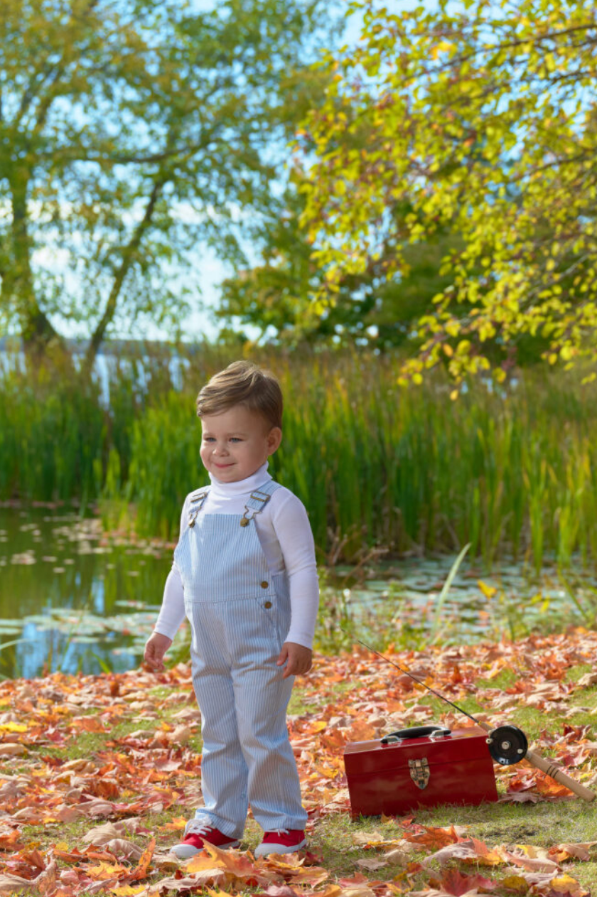 Chapman Choochoo Longalls - Barrington Blue Tally Ticking Stripe from Anderson Parker