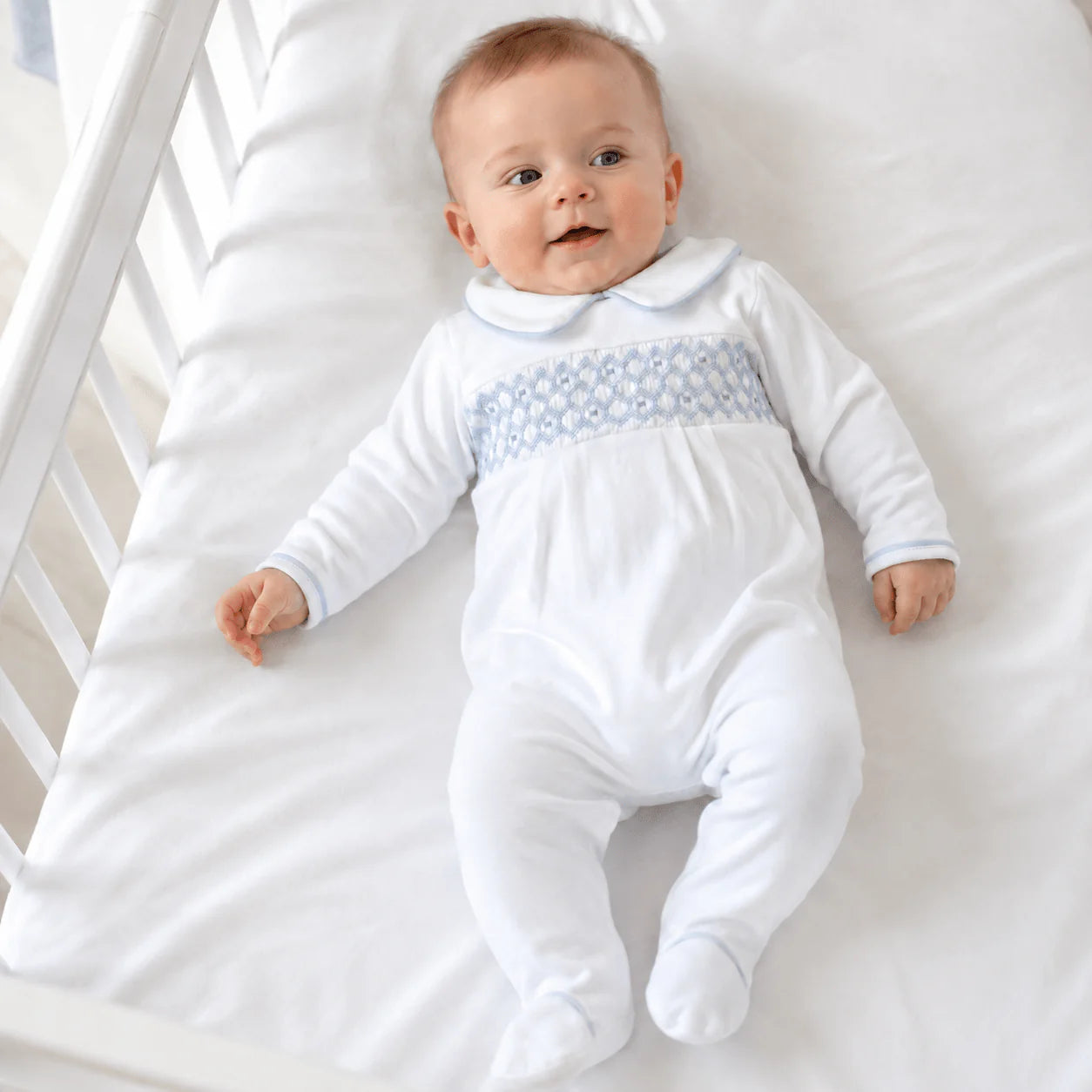Charlie Smocked Footie - Light Blue from Anderson Parker