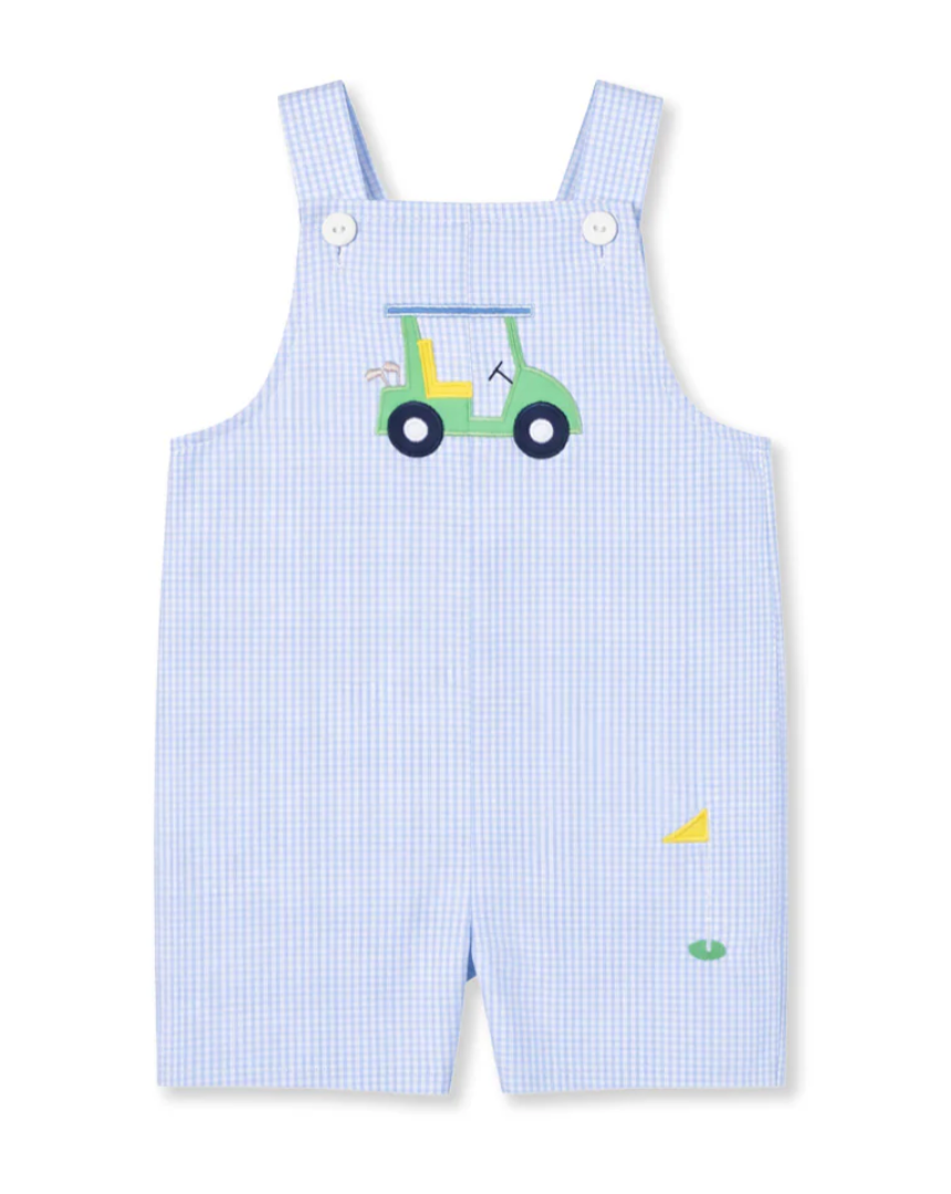 Check Seersucker Shortall With Golf Cart from Anderson Parker