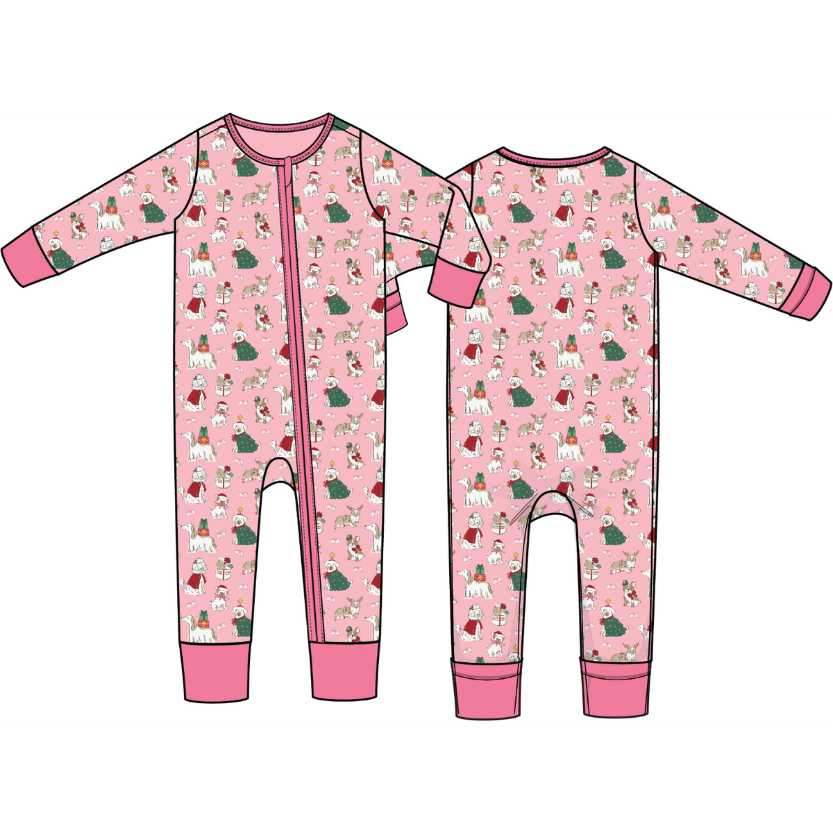 Christmas Dogs Pink - Convertible Romper from Anderson Parker