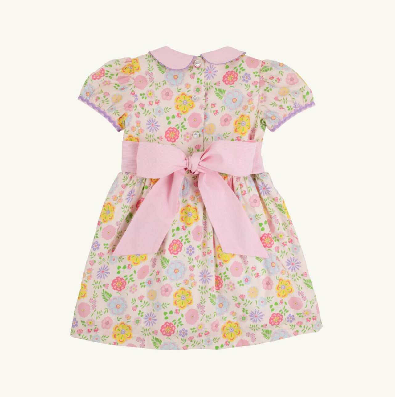 Cindy Lou Sash Dress - Broadcloth - Boca Grande Begonia/Hamptons Hot Pink Pique Stripe from Anderson Parker