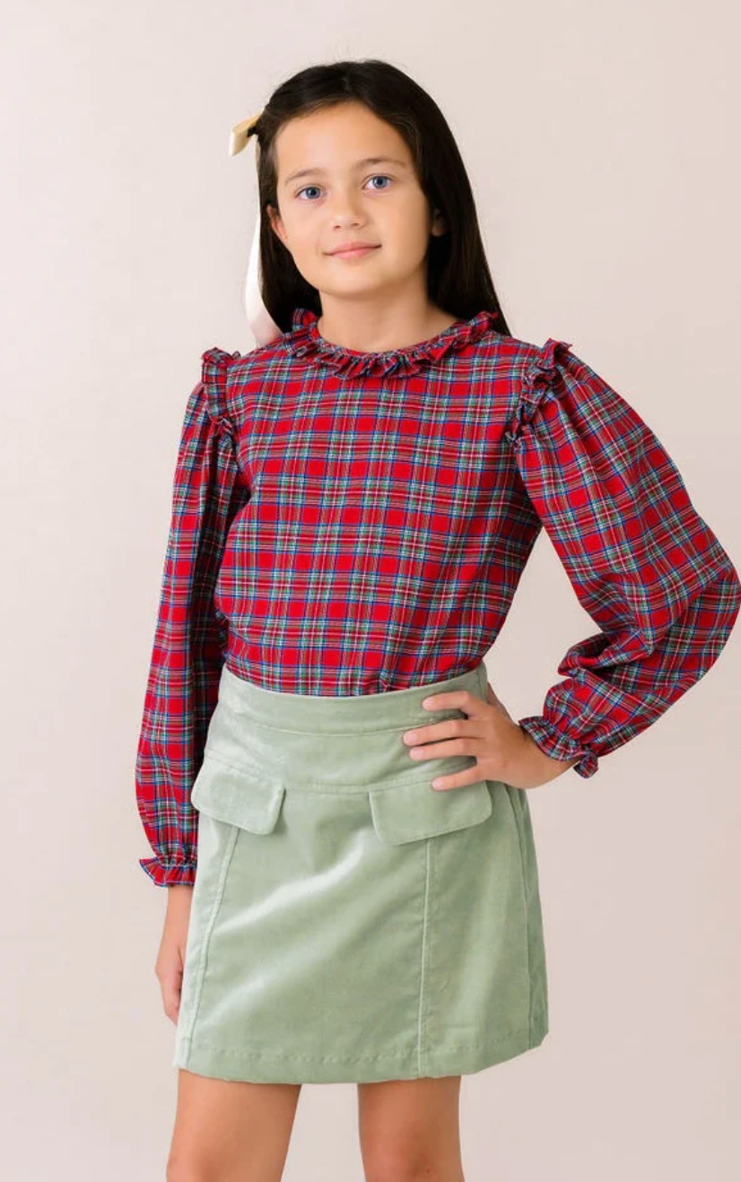 Claire Skirt - Leyland Green Velvet from Anderson Parker