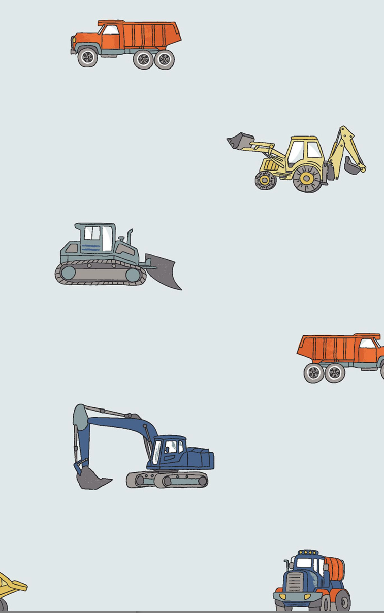 Construction Vehicles - French Terry - Baseball Collar Romper With Front Placket from Anderson Parker