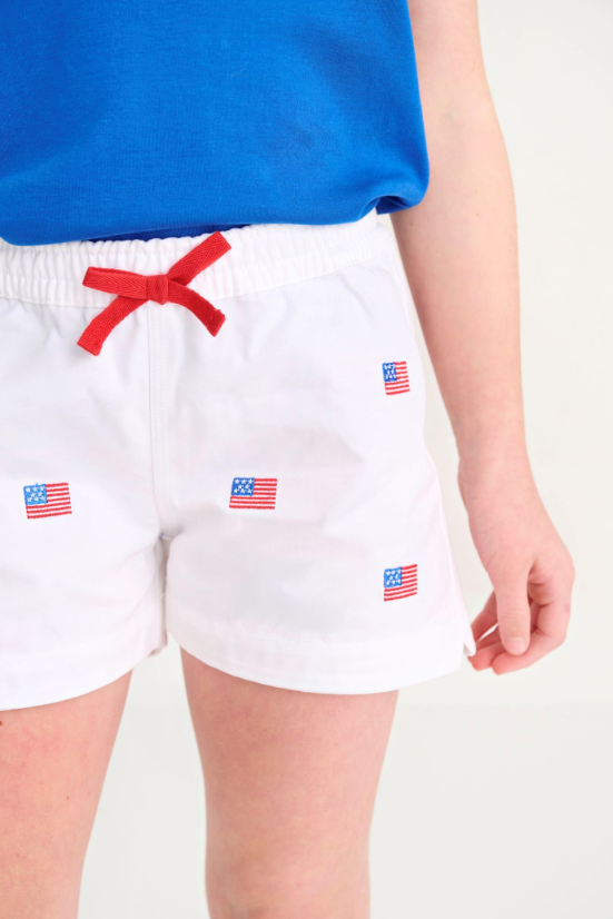 Critter Cheryl Shorts - Twill - Worth Ave White/American Flags from Anderson Parker