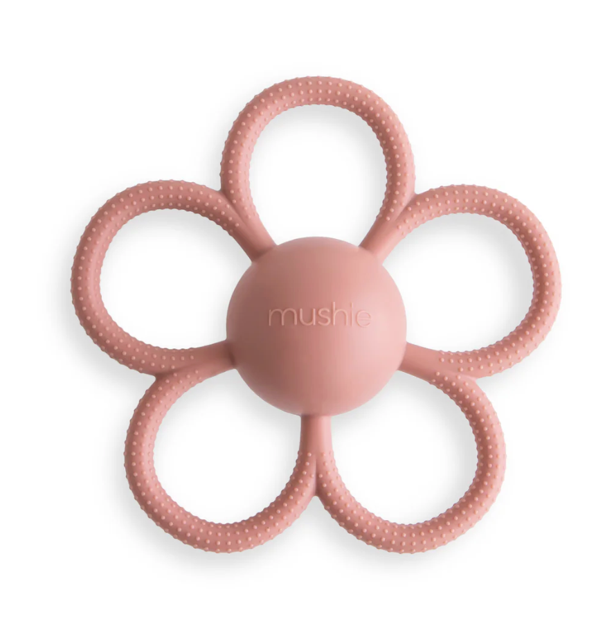 Daisy Rattle Teether- Dusty Rose from Anderson Parker
