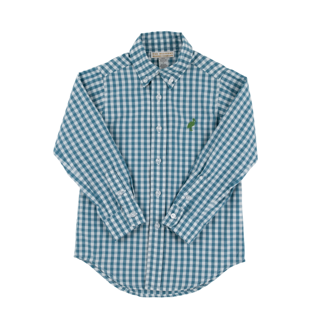 Dean`s List Dress Shirt - Barnsley Blue Gingham/Gallatin Green from Anderson Parker
