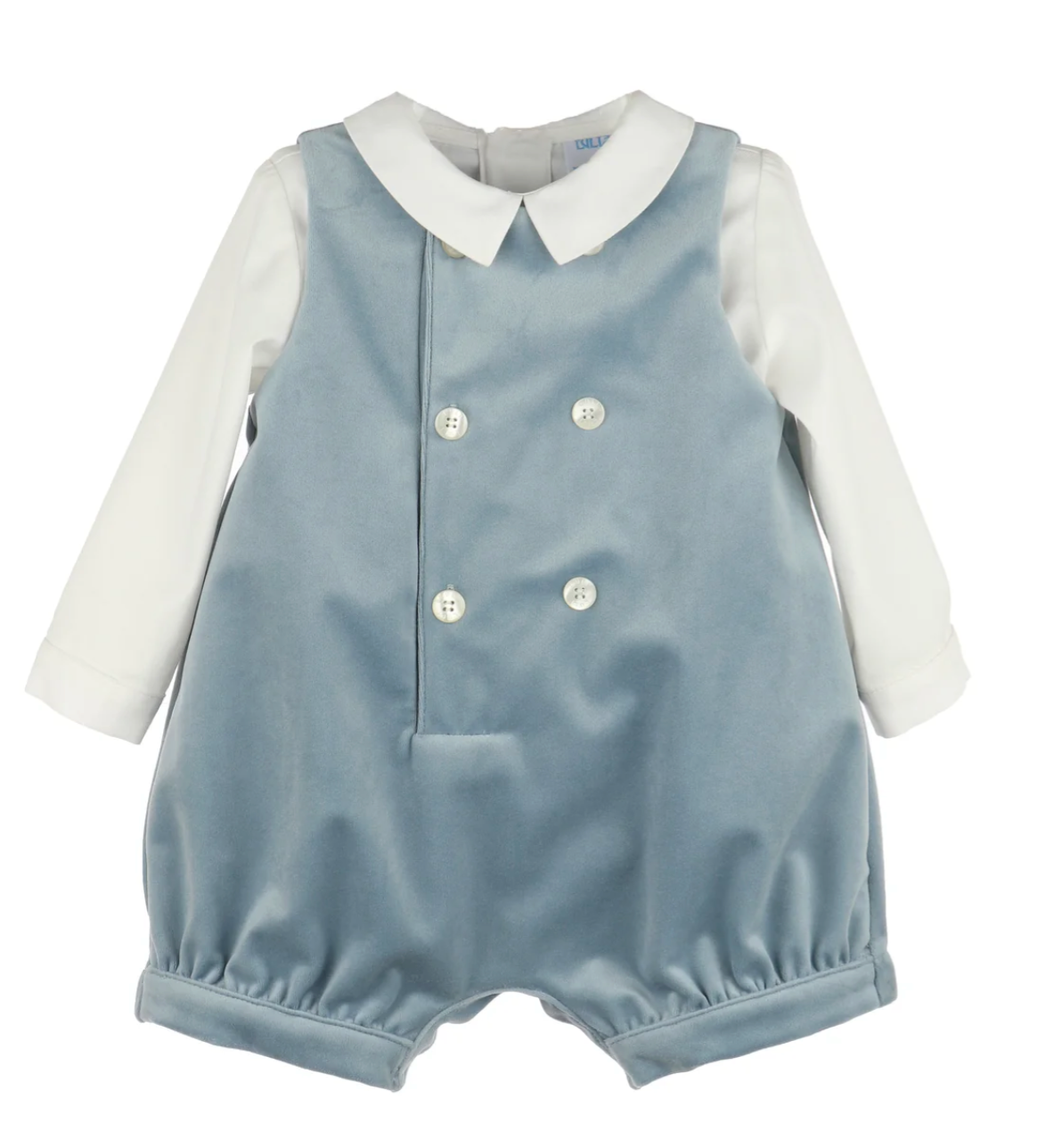 Deluxe Velvet Boy Romper - Light Blue from Anderson Parker