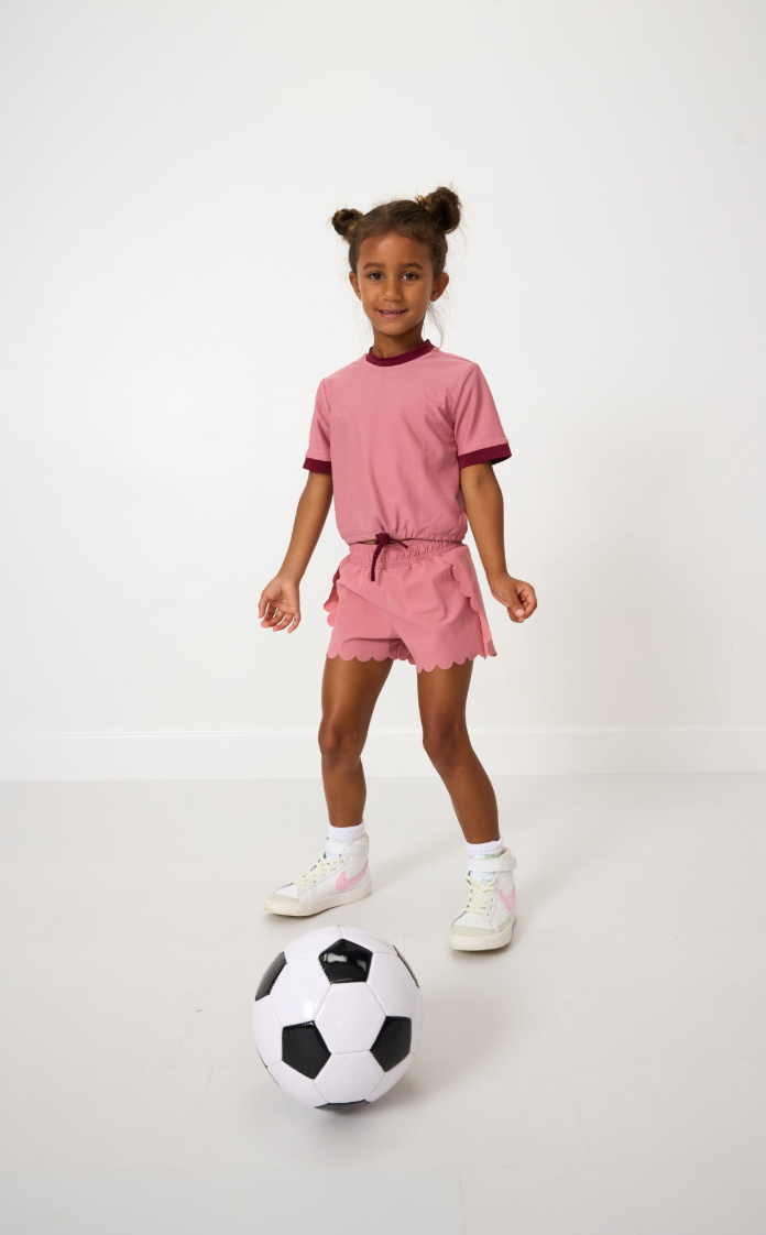 Dusty Pink Scalloped Court Short from Anderson Parker