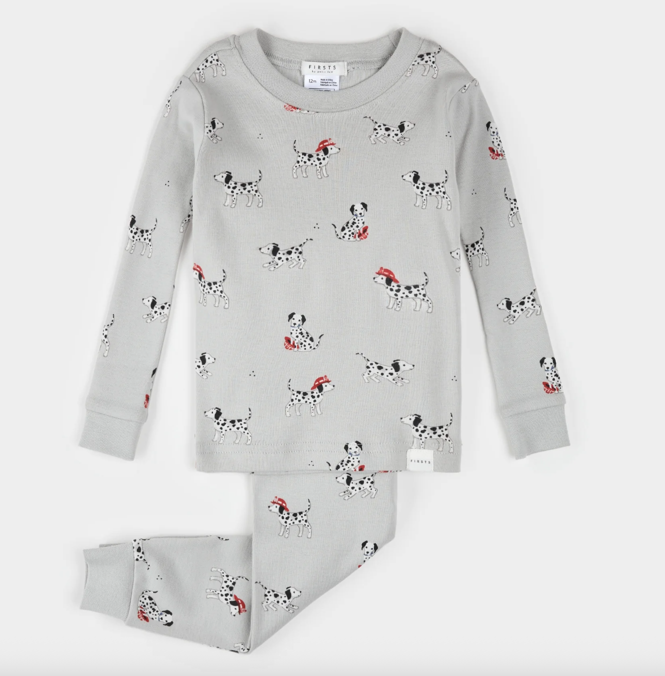 Firefighter Dalmatian Print on Light Grey Infant PJ from Anderson Parker