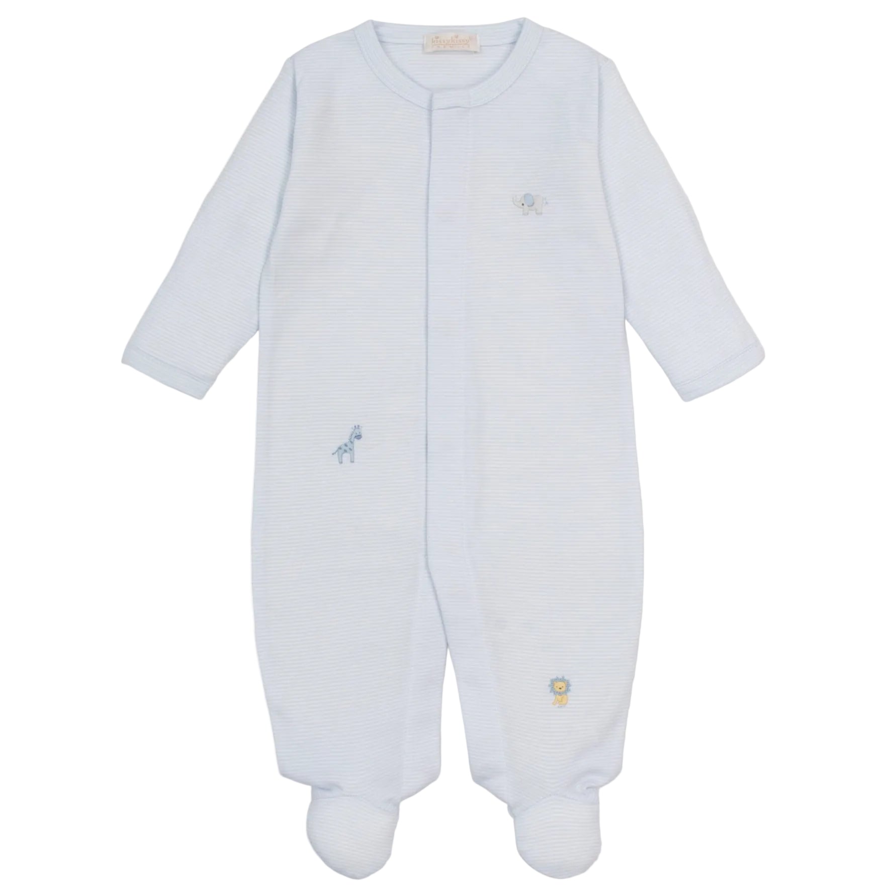 Footie w/ Hand Embroidery - Light Blue Jungle from Anderson Parker