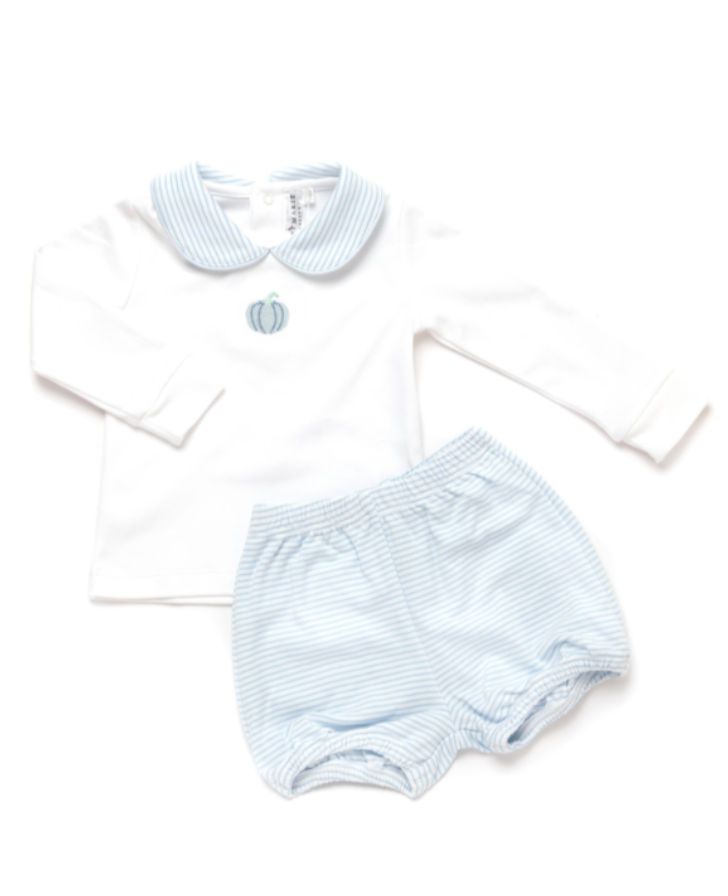 French Knot Pumpkin Bloomer Set - Blue from Anderson Parker