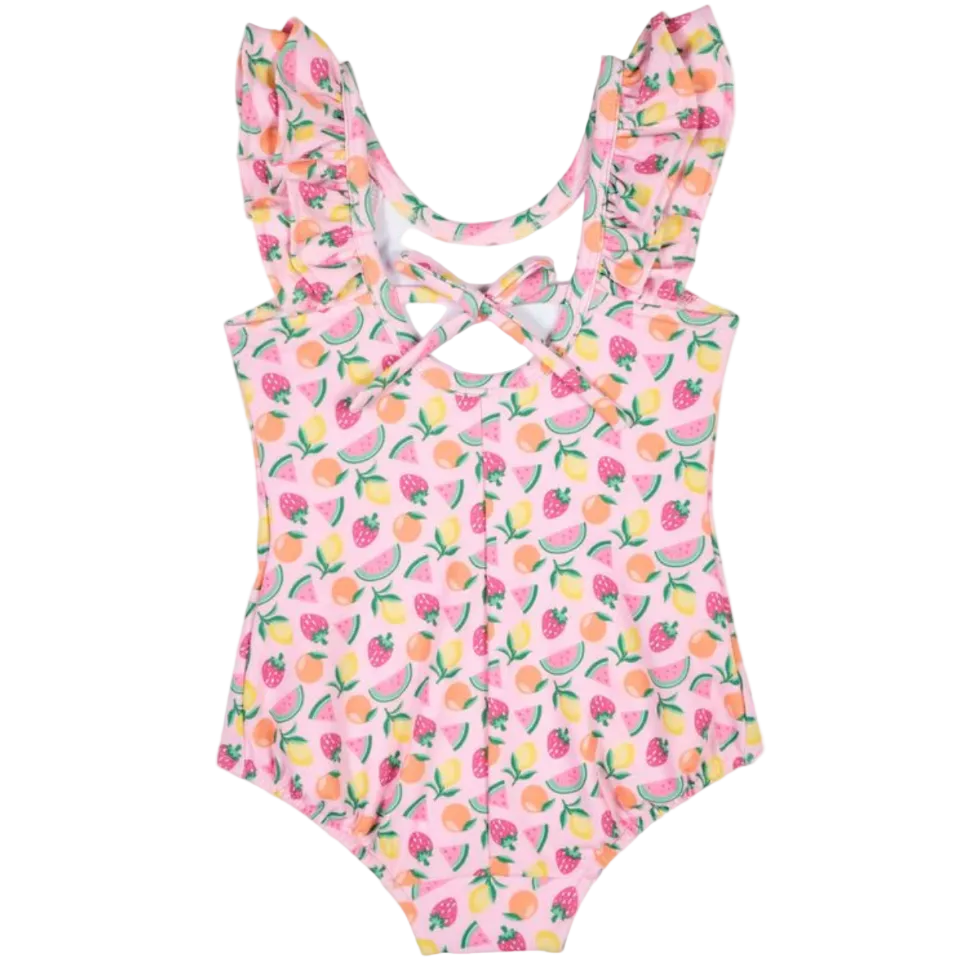 Fruit Print Swimsuit With Ruffles from Anderson Parker