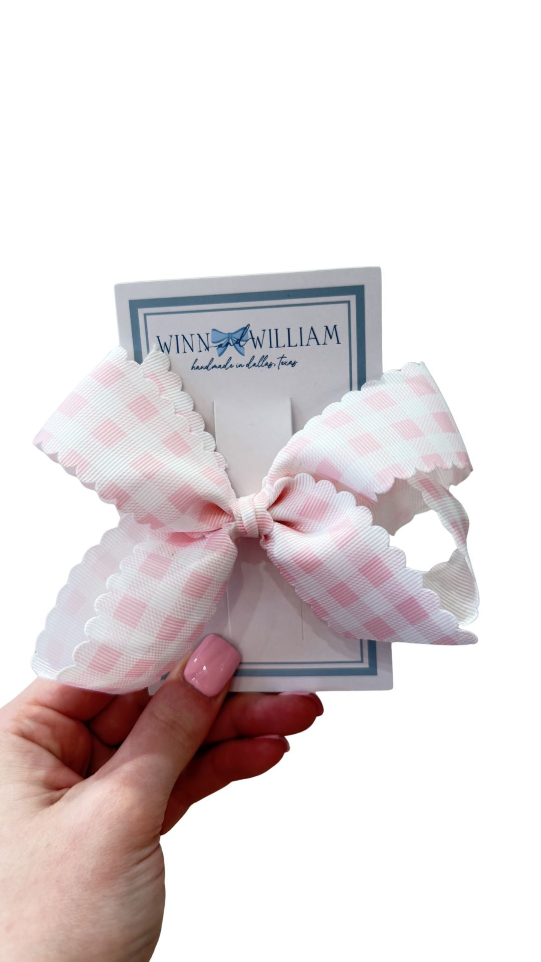 Gingham Scallop Via Bow - Pink from Anderson Parker