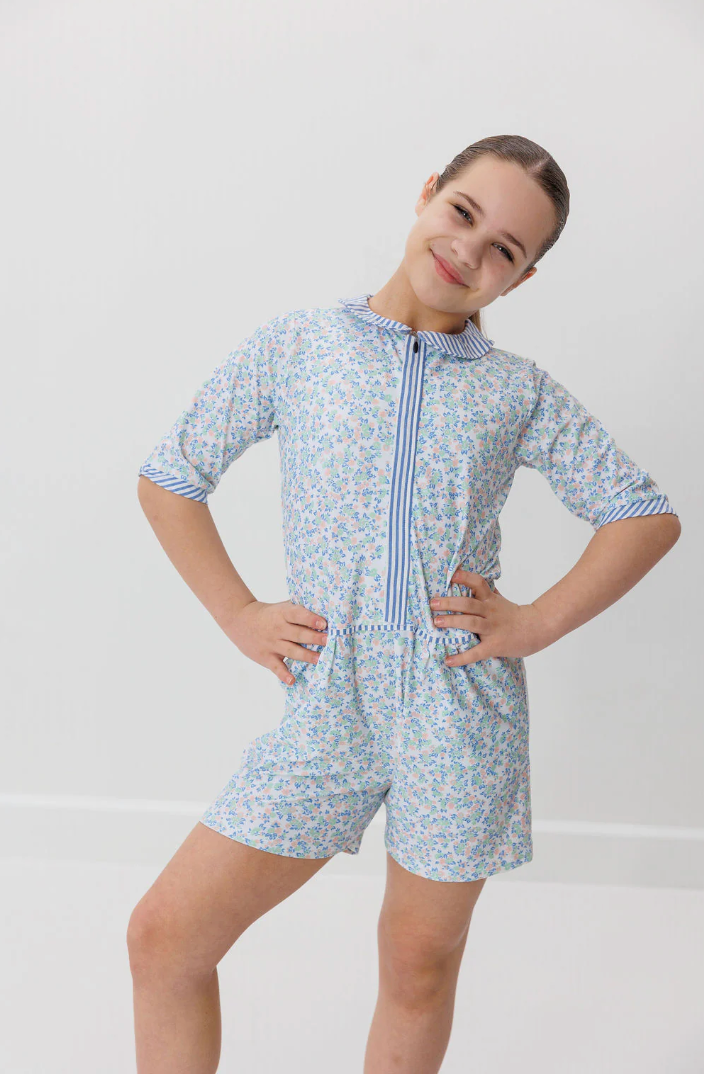 Girls Floral Seersucker Romper from Anderson Parker